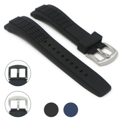 StrapsCo Black W Silver Buckle Gallery Silicone Rubber Watch Band Strap For Seiko Velatura