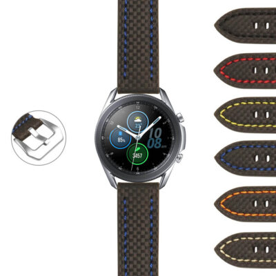 S.gx3.st25 StrapsCo Heavy Duty Carbon Fiber Strap For Samsung Galaxy Watch 3 45mm 41mm 22mm 20mm