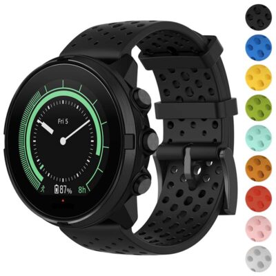 Su.r28.1 Gallery Black StrapsCo Perforated Silicone Rubber Watch Band Strap For Suunto 9