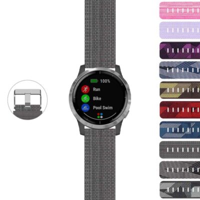 g.s.ny6 Gallery StrapsCo Garmin Vivoactive 4 Nylon Canvas Strap Watch Band