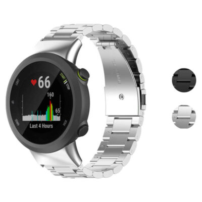 g.m23 Gallery Silver StrapsCo Metal Link Bracelet for Garmin Forerunner 45 45S Stainless Steel Strap