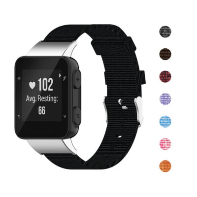g.ny4 Gallery Black StrapsCo Canvas Strap for Garmin Forerunner 30 35 35J