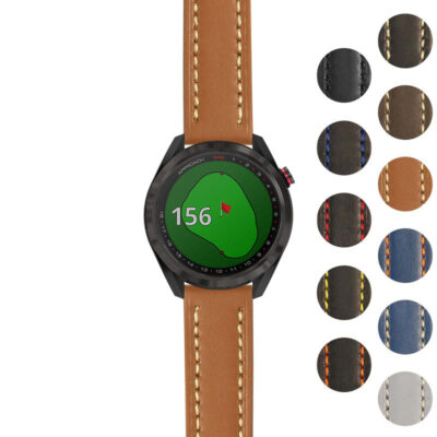 g.aS42.st23 Gallery Tan & White StrapsCo Heavy Duty Mens Leather Watch Band Strap 20mm