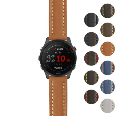 g.f255.st23 Gallery Tan & White StrapsCo Heavy Duty Mens Leather Watch Band Strap 20mm