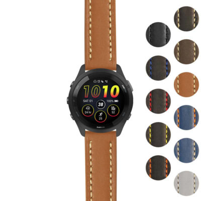 g.f265.st23 Gallery Tan & White StrapsCo Heavy Duty Mens Leather Watch Band Strap 20mm