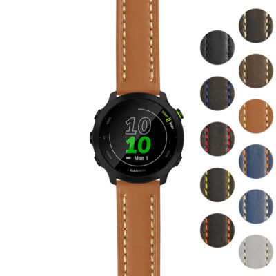 g.f55.st23 Gallery Tan & White StrapsCo Heavy Duty Mens Leather Watch Band Strap 20mm