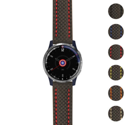 g.lh.fa.st25 Gallery Black & Red StrapsCo Heavy Duty Carbon Fiber Watch Strap 22mm
