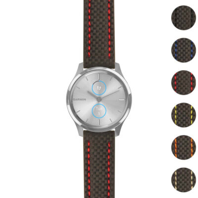 g.lux.st25 Gallery Black & Red StrapsCo Heavy Duty Carbon Fiber Watch Strap 20mm