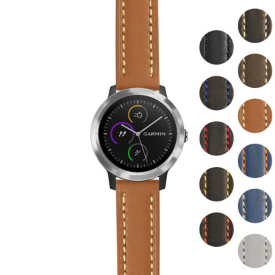 g.viv3.st23 Gallery Tan & White StrapsCo Heavy Duty Mens Leather Watch Band Strap 20mm
