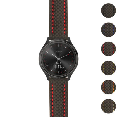 g.vmov3.st25 Gallery Black & Red StrapsCo Heavy Duty Carbon Fiber Watch Strap 20mm