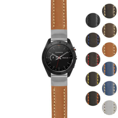 g.as60.st23 Gallery Tan & White StrapsCo Heavy Duty Mens Leather Watch Band Strap 20mm