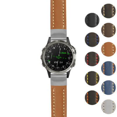 g.d2d.st23 Gallery Tan & White StrapsCo Heavy Duty Mens Leather Watch Band Strap 20mm