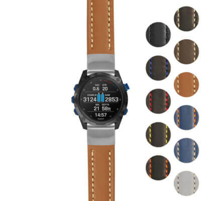 g.dmk2.st23 Gallery Tan & White StrapsCo Heavy Duty Mens Leather Watch Band Strap 20mm