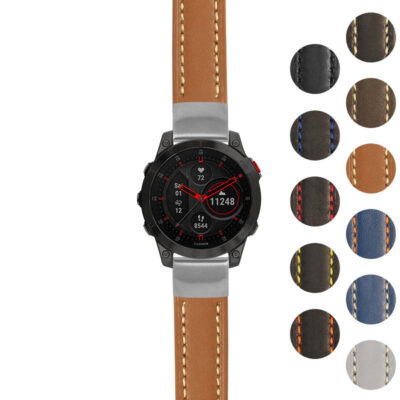 g.ep2.st23 Gallery Tan & White StrapsCo Heavy Duty Mens Leather Watch Band Strap 20mm