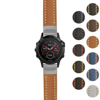 g.f5.st23 Gallery Tan & White StrapsCo Heavy Duty Mens Leather Watch Band Strap 20mm