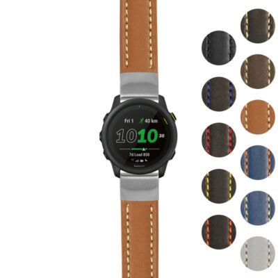 g.f745.st23 Gallery Tan & White StrapsCo Heavy Duty Mens Leather Watch Band Strap 20mm