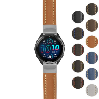 g.f965.st23 Gallery Tan & White StrapsCo Heavy Duty Mens Leather Watch Band Strap 20mm