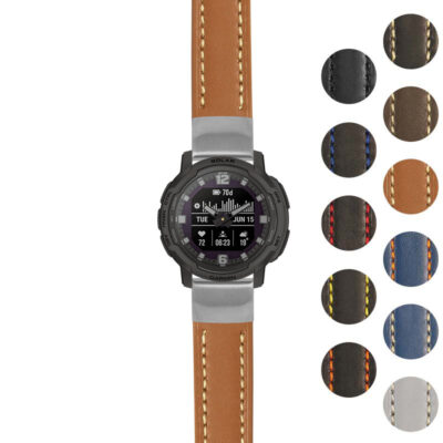 g.ix.st23 Gallery Tan & White StrapsCo Heavy Duty Mens Leather Watch Band Strap 20mm