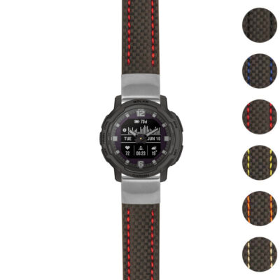 g.ix.st25 Gallery Black & Red StrapsCo Heavy Duty Carbon Fiber Watch Strap 20mm