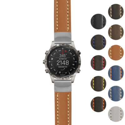 g.mrq.st23 Gallery Tan & White StrapsCo Heavy Duty Mens Leather Watch Band Strap 20mm