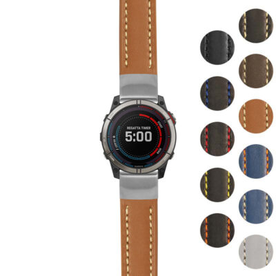 g.qtx7x.st23 Gallery Tan & White StrapsCo Heavy Duty Mens Leather Watch Band Strap 22mm