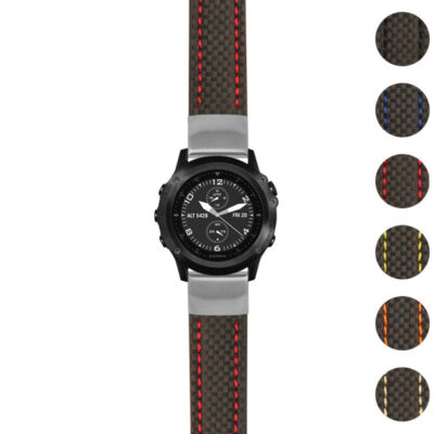 g.tbv.st25 Gallery Black & Red StrapsCo Heavy Duty Carbon Fiber Watch Strap 22mm