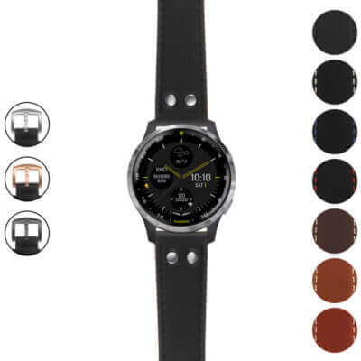 g.d2a.ds15 Gallery Black StrapsCo DASSARI Pilot Leather Watch Band with Brush Silver Buckle 20mm