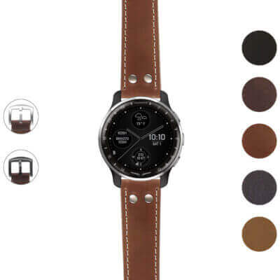 g.dax10.ds14 Gallery Tan StrapsCo DASSARI Vintage Leather Pilot Watch Band with Brush Silver Buckle 20mm