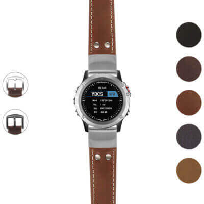 g.d2bv.ds14 Gallery Tan StrapsCo DASSARI Vintage Leather Pilot Watch Band with Brush Silver Buckle 22mm