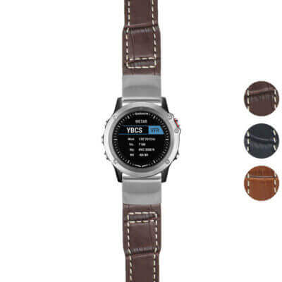 g.d2bv.iw12 Gallery Brown StrapsCo DASSARI Alligator Pilot Strap For 22mm