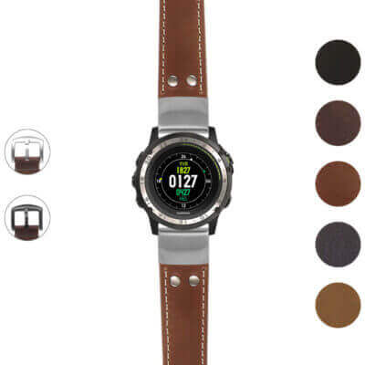 g.d2ch.ds14 Gallery Tan StrapsCo DASSARI Vintage Leather Pilot Watch Band with Brush Silver Buckle 22mm