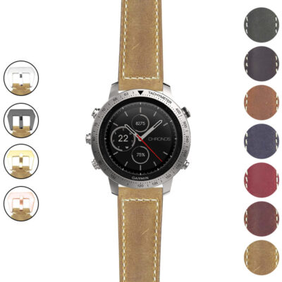 g.fch.p560a Gallery Beige StrapsCo DASSARI Salvage Thick Padded Distressed Italian Leather Watch Band Strap
