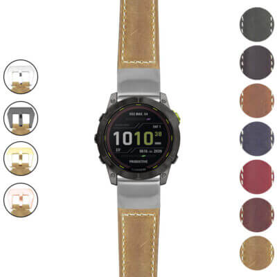 g.ed2.p560a Gallery Beige StrapsCo DASSARI Salvage Thick Padded Distressed Italian Leather Watch Band Strap with Silver Buckle