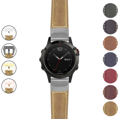 g.f5x.p560a Gallery Beige StrapsCo DASSARI Salvage Thick Padded Distressed Italian Leather Watch Band Strap with Silver Buckle