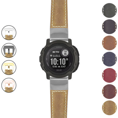 g.i2.p560a Gallery Beige StrapsCo DASSARI Salvage Thick Padded Distressed Italian Leather Watch Band Strap with Silver Buckle