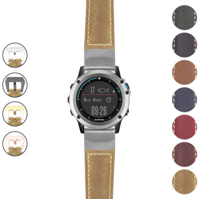 g.qtx3.p560a Gallery Beige StrapsCo DASSARI Salvage Thick Padded Distressed Italian Leather Watch Band Strap with Silver Buckle