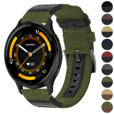 g.ny2.11 Gallery Green StrapsCo Canvas Watch Band Strap for Garmin