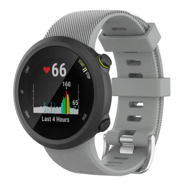 G.r45.7 Main Grey StrapsCo QuickFit 22 Silicone Rubber Watch Band Strap For Garmin Forerunner 4545S & Swim 2