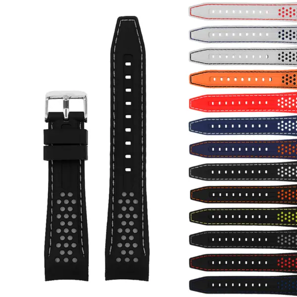 Rubber Perforated Rally Strap with Curved Ends For MoonSwatch #34