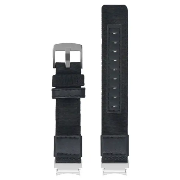 Up Black StrapsCo Rugged Canvas Watch Band Strap with Brush Silver Adapter