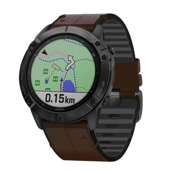 Leather Hybrid Strap For Garmin Tactix 8 - 51mm #7