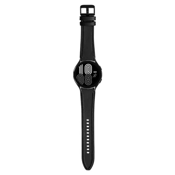 S.l1.1 Main Black StrapsCo Genuine Leather & Silicone Hybrid Strap For Samsung Galaxy Watch 4 Rubber Band
