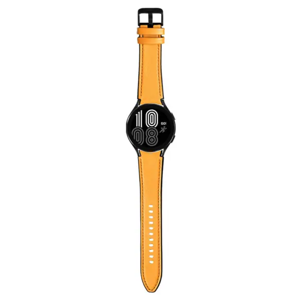 S.l1.12 Main Orange StrapsCo Genuine Leather & Silicone Hybrid Strap For Samsung Galaxy Watch 4 Rubber Band