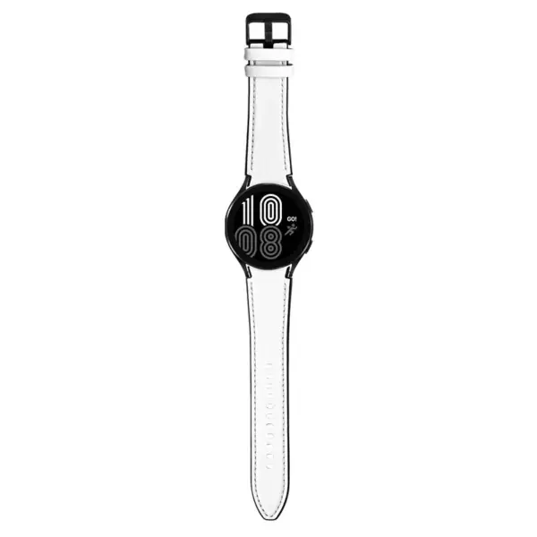 S.l1.22 Main White StrapsCo Genuine Leather & Silicone Hybrid Strap For Samsung Galaxy Watch 4 Rubber Band