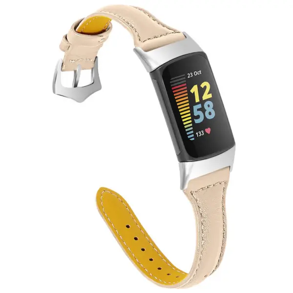 Fb.l47.17 Main Beige StrapsCo Slim Genuine Leather Strap For Fitbit Charge 5