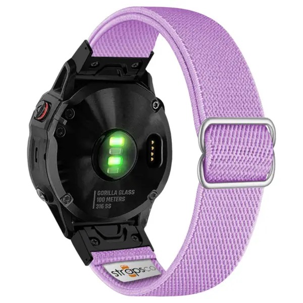 ny100.18b.mb Back Lavender StrapsCo Nylon Stretch Watch Band Strap For Garmin QuickFit Devices