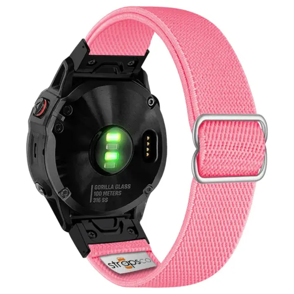 ny100.13.mb Back Pink StrapsCo Nylon Stretch Watch Band Strap For Garmin QuickFit Devices