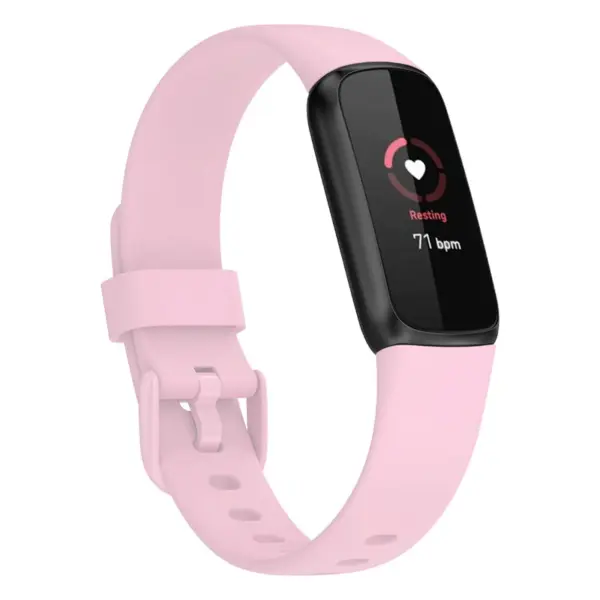 fb.r66.18 Main Pink StrapsCo Single Solid Colour Silicone Rubber Watch Band Strap for Fitbit Luxe