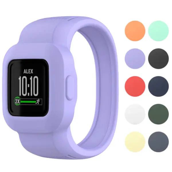 g.r60 Gallery Purple Popcorn StrapsCo Rubber Band for Garmin Vivofit Jr. 3 Silicone Watch Strap