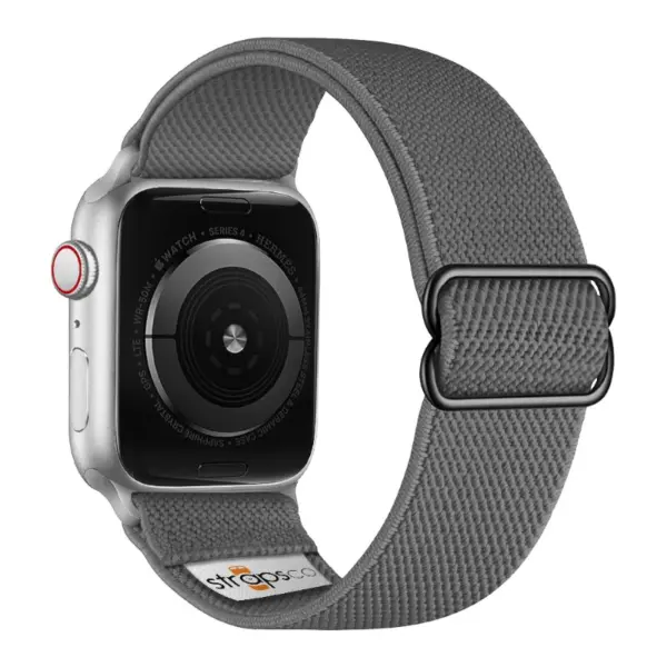 ny100.7.ss Back Grey StrapsCo Nylon Stretch Watch Band Strap For Apple Watch 38mm 40mm 41mm 42mm 44mm 45mm 49mm